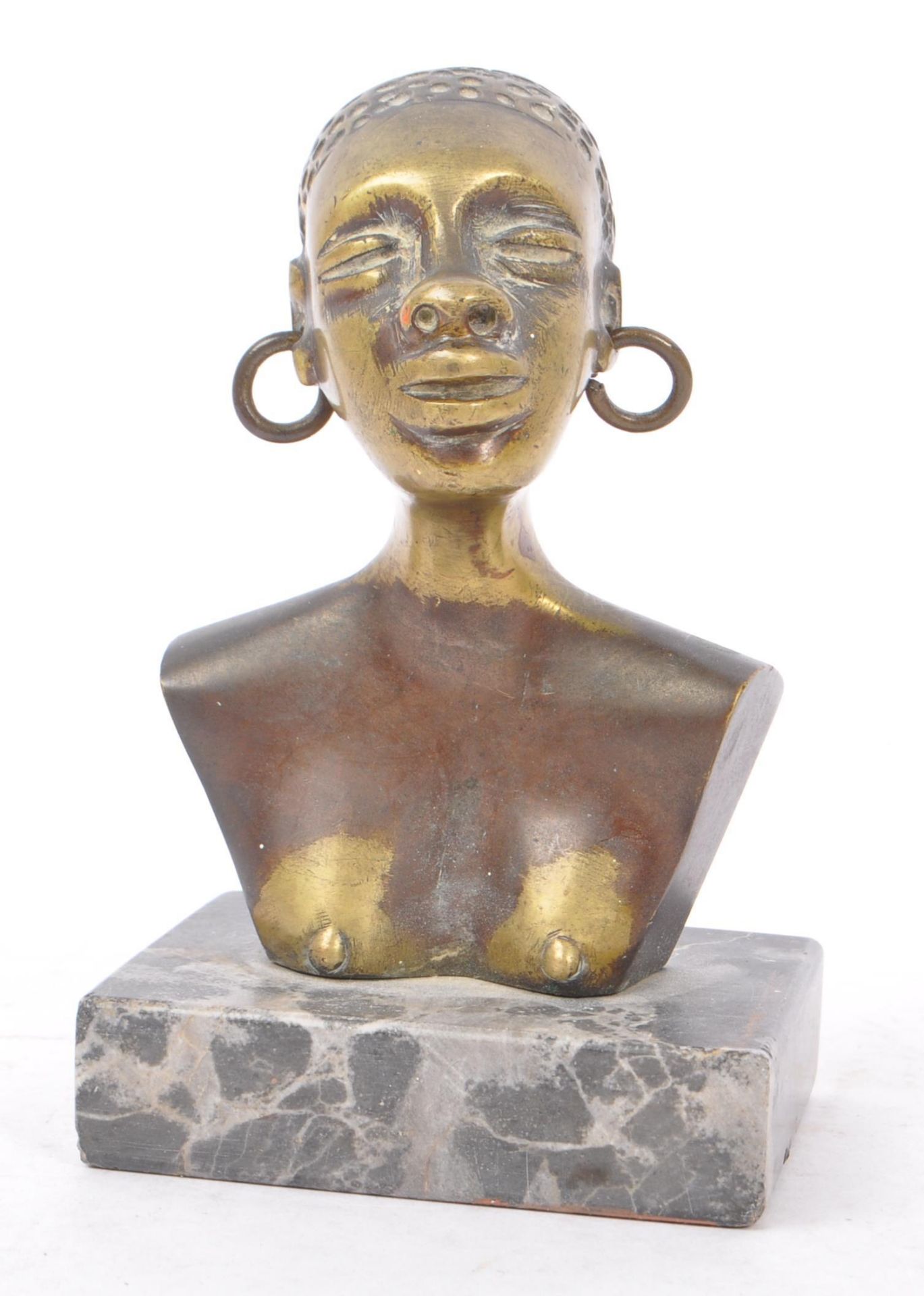 20TH CENTURY AFRICAN BRONZE FEMALE BUST FIGURE - Image 2 of 5