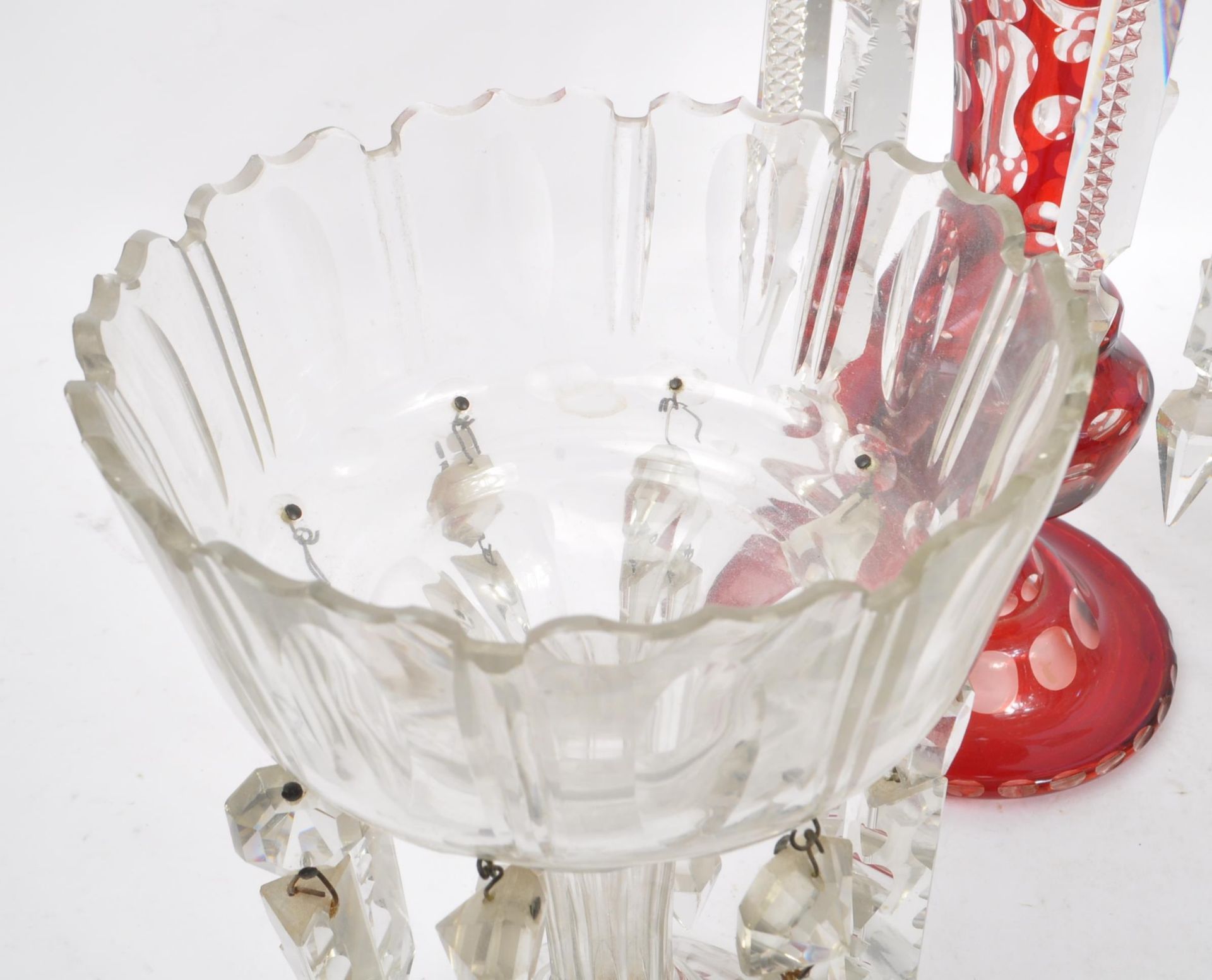 COLLECTION OF FOUR BOHEMIAN CUT GLASS LUSTRE VASES - Image 8 of 10