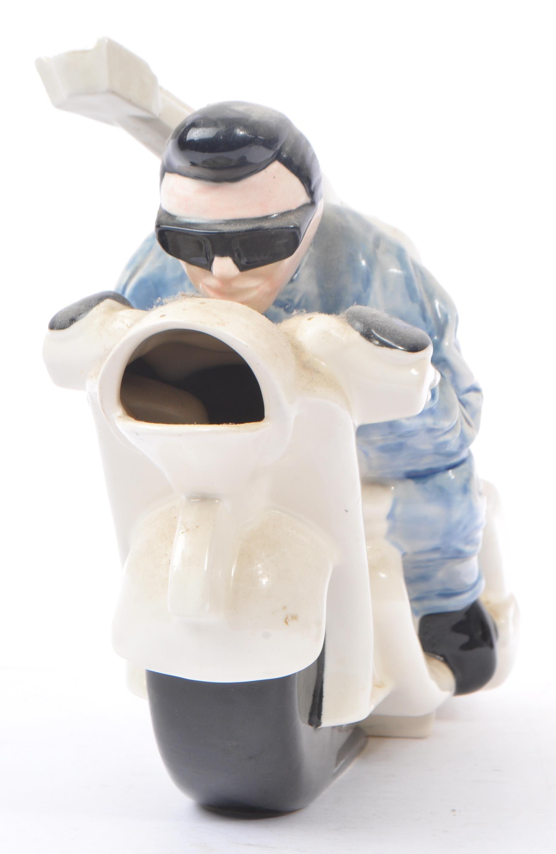 SILVER CRANE ROCKER ON A MOTORBIKE CERAMIC TEAPOT - Image 5 of 7