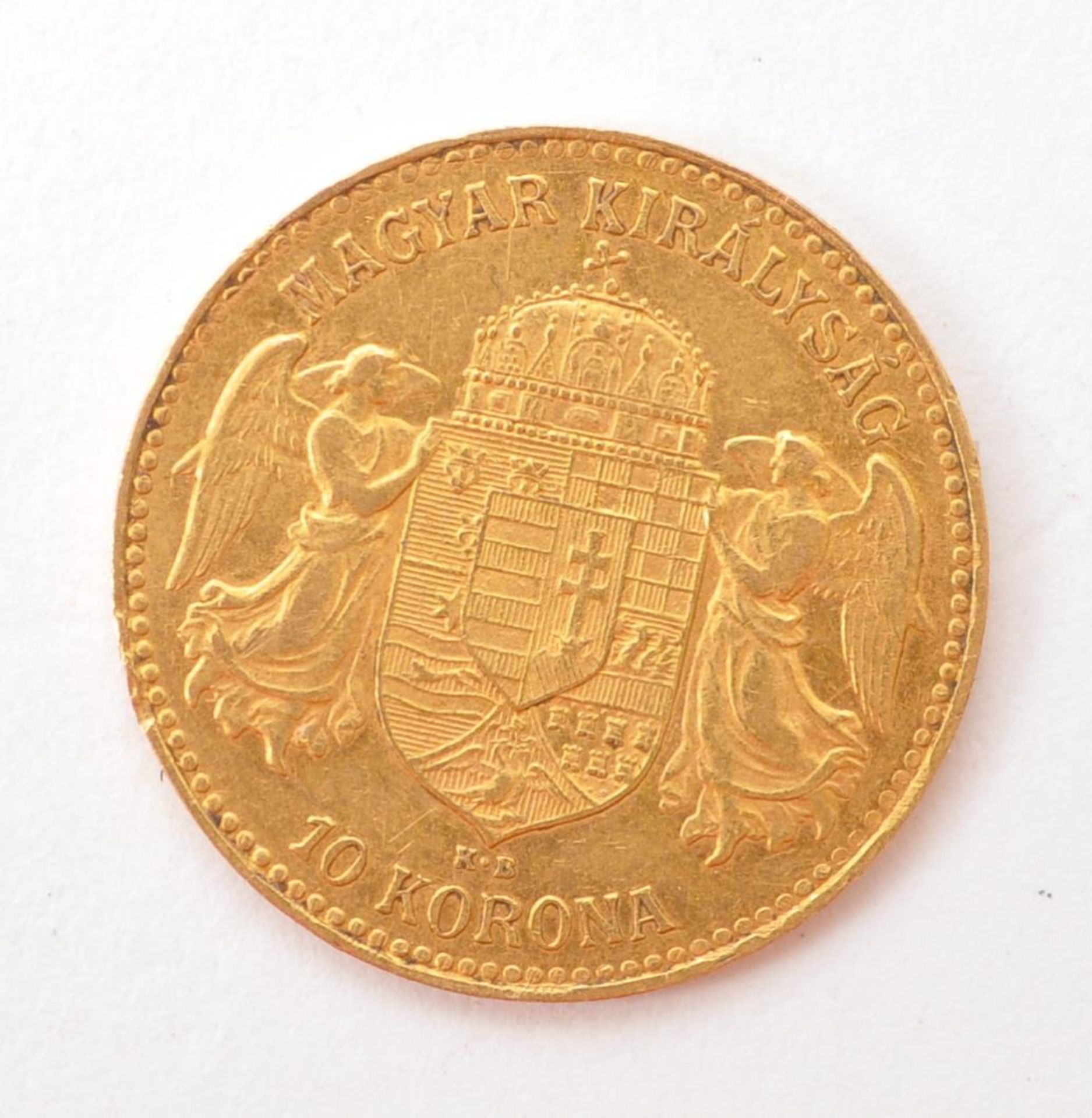 HUNGARIAN FRANZ JOSEPH I 1906 10 KORONA GOLD COIN - Image 2 of 2