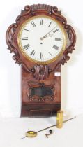 ENGLISH DROP DIAL CARVED MAHOGANY WALL CLOCK