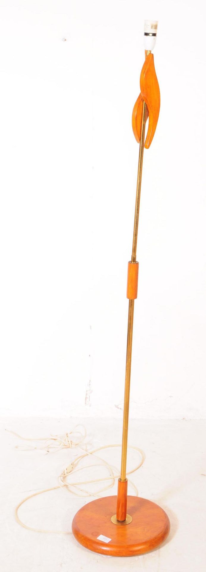 DANISH MODERN DESIGN - MID CENTURY TEAK & BRASS STANDING LAMP