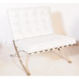 CONTEMPORARY WHITE LEATHERETTE BARCELONA CHAIR