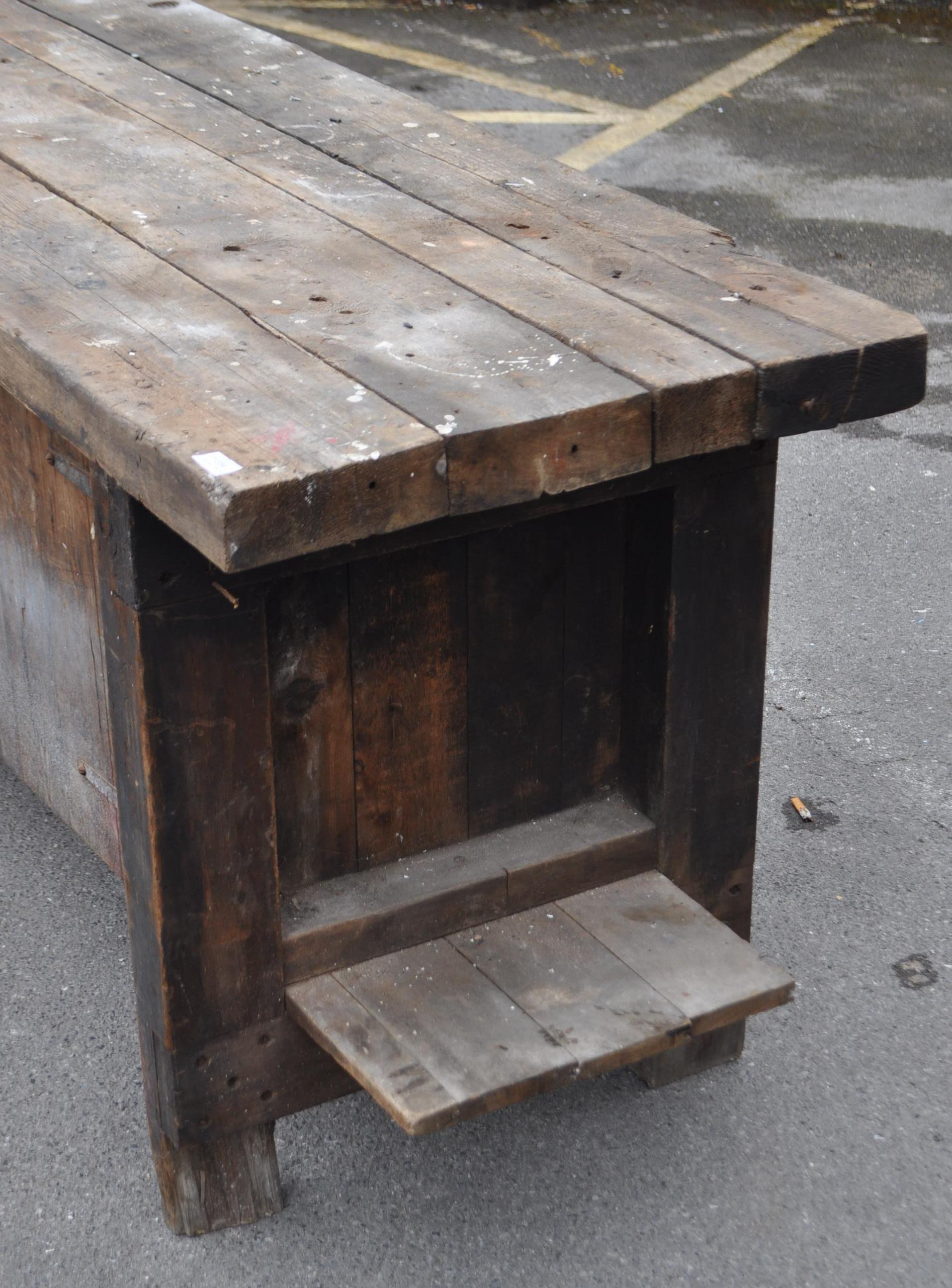 VINTAGE 20TH CENTURY LARGE INDUSTRIAL FACTORY GARAGE TABLE - Image 6 of 6