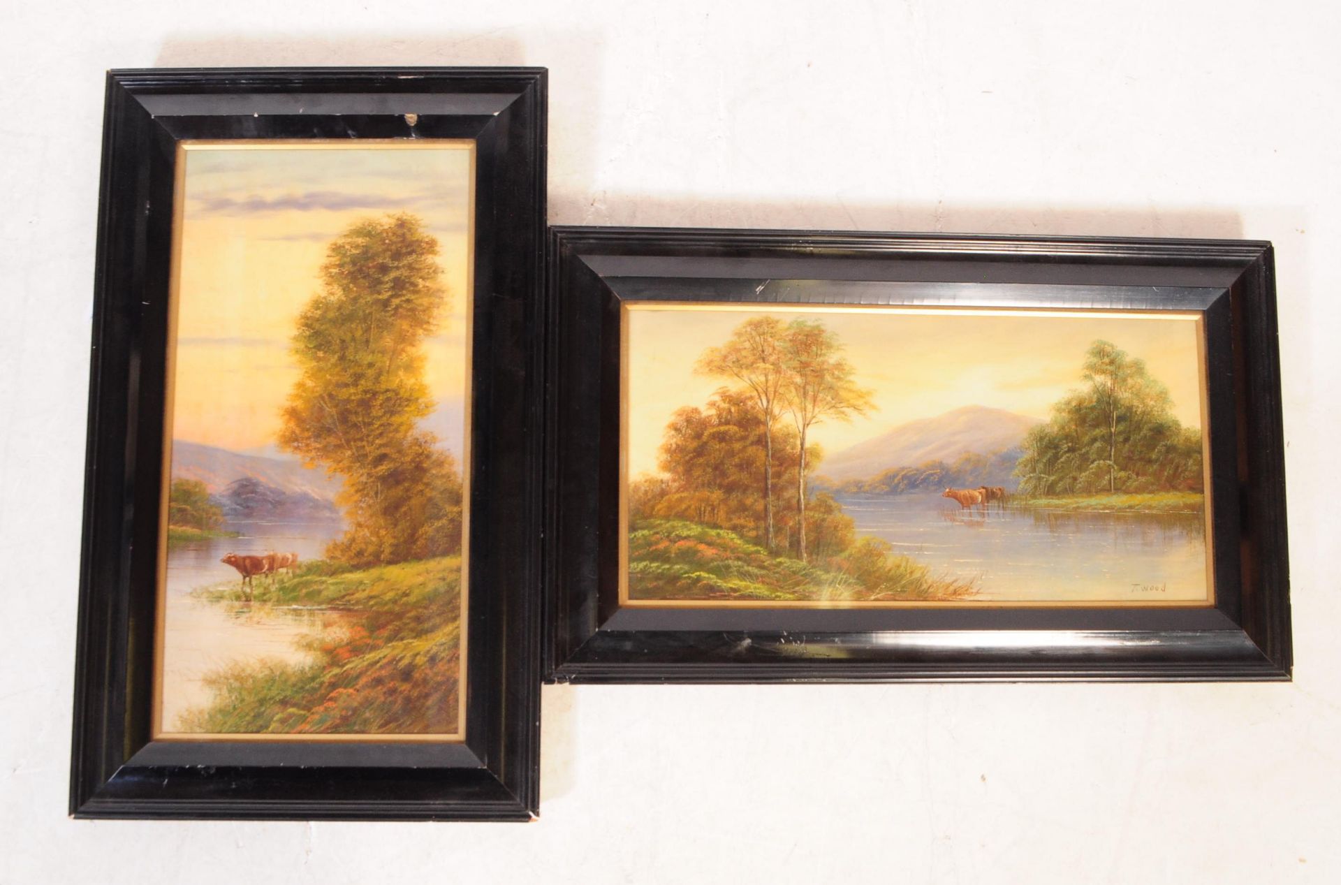 T. WOOD - TWO OIL ON BOARD PAINTINGS DEPICTING LANDSCAPES
