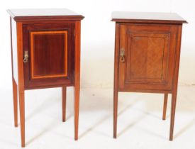 TWO EDWARDIAN MAHOGANY INLAID CROSS BANDED CABINETS