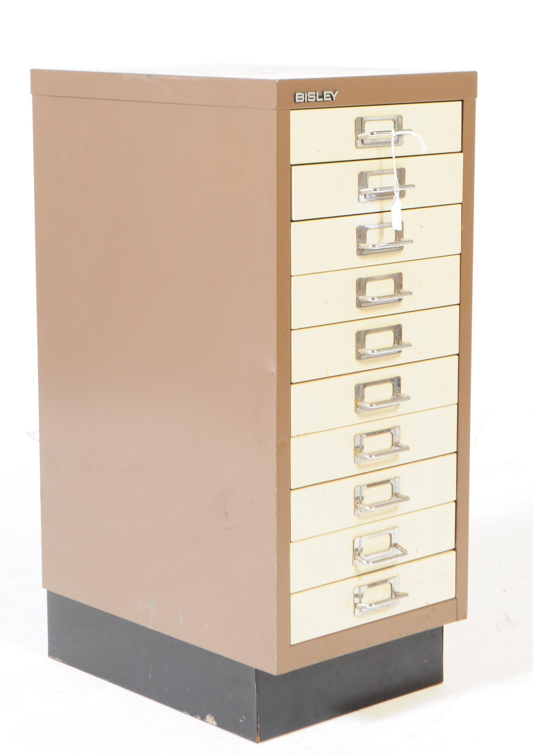 BISLEY - RETRO 20TH CENTURY TEN DRAWER METAL FILING CABINET