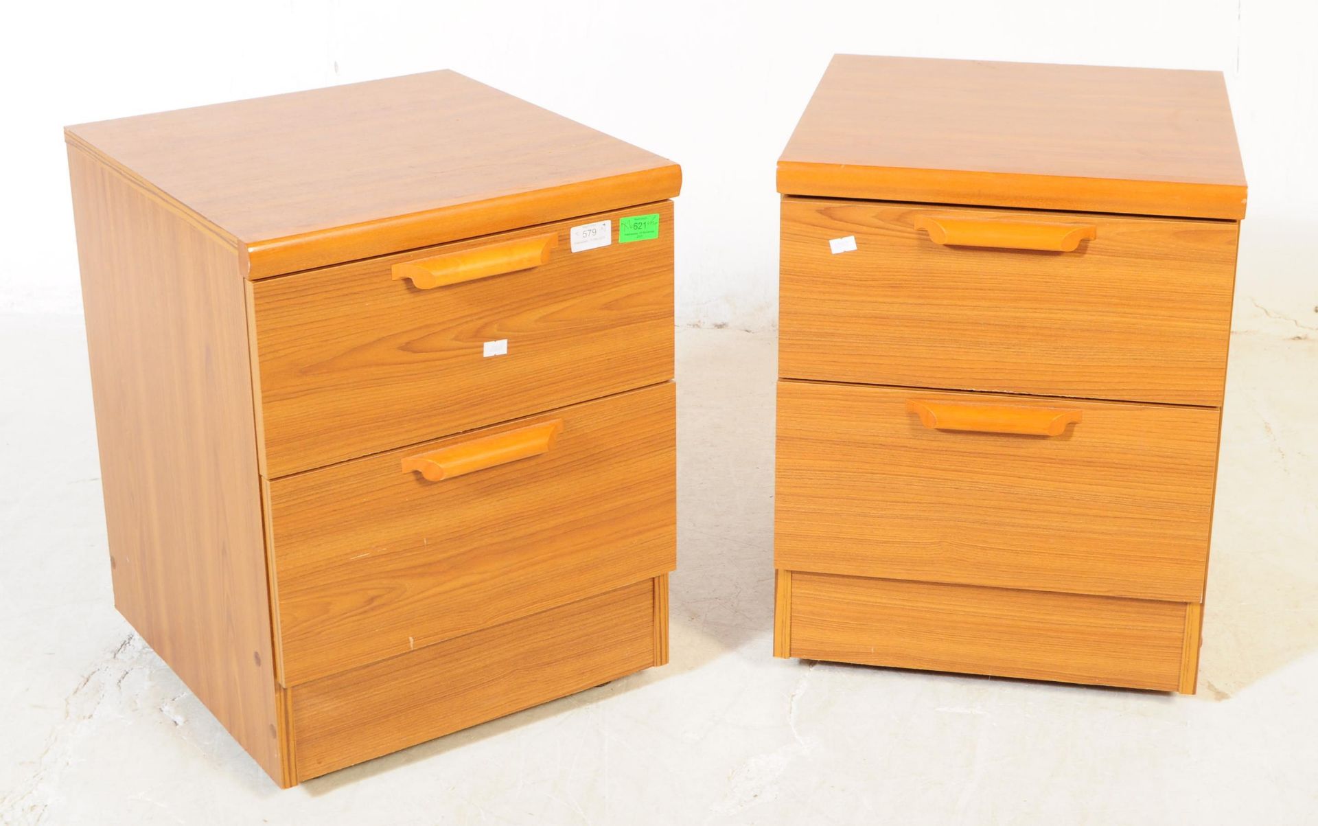 PAIR OF MID CENTURY TEAK BEDSIDE CABINETS