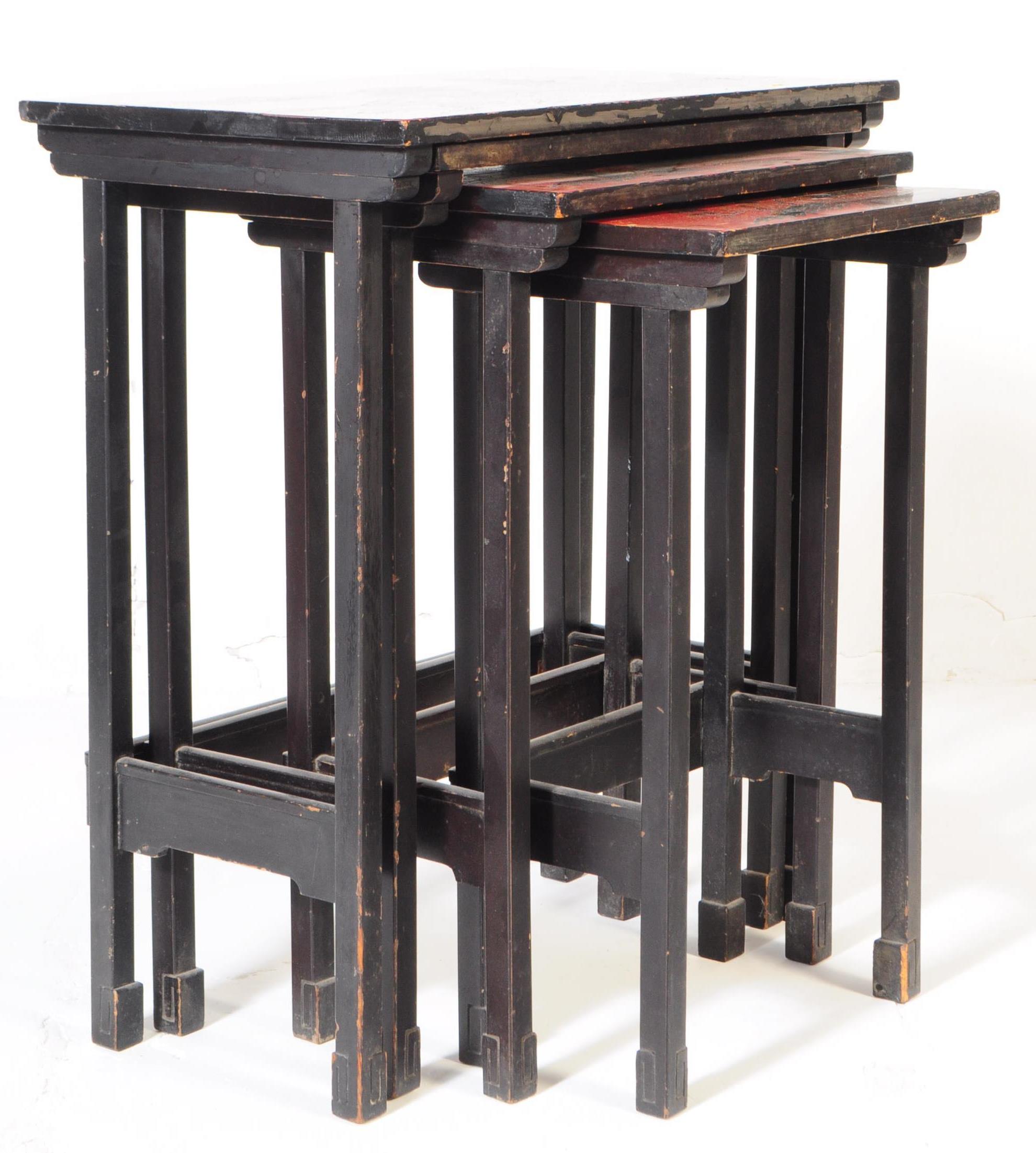 EARLY 20TH CENTURY JAPANESE SCENE NEST OF TABLES. - Image 2 of 5