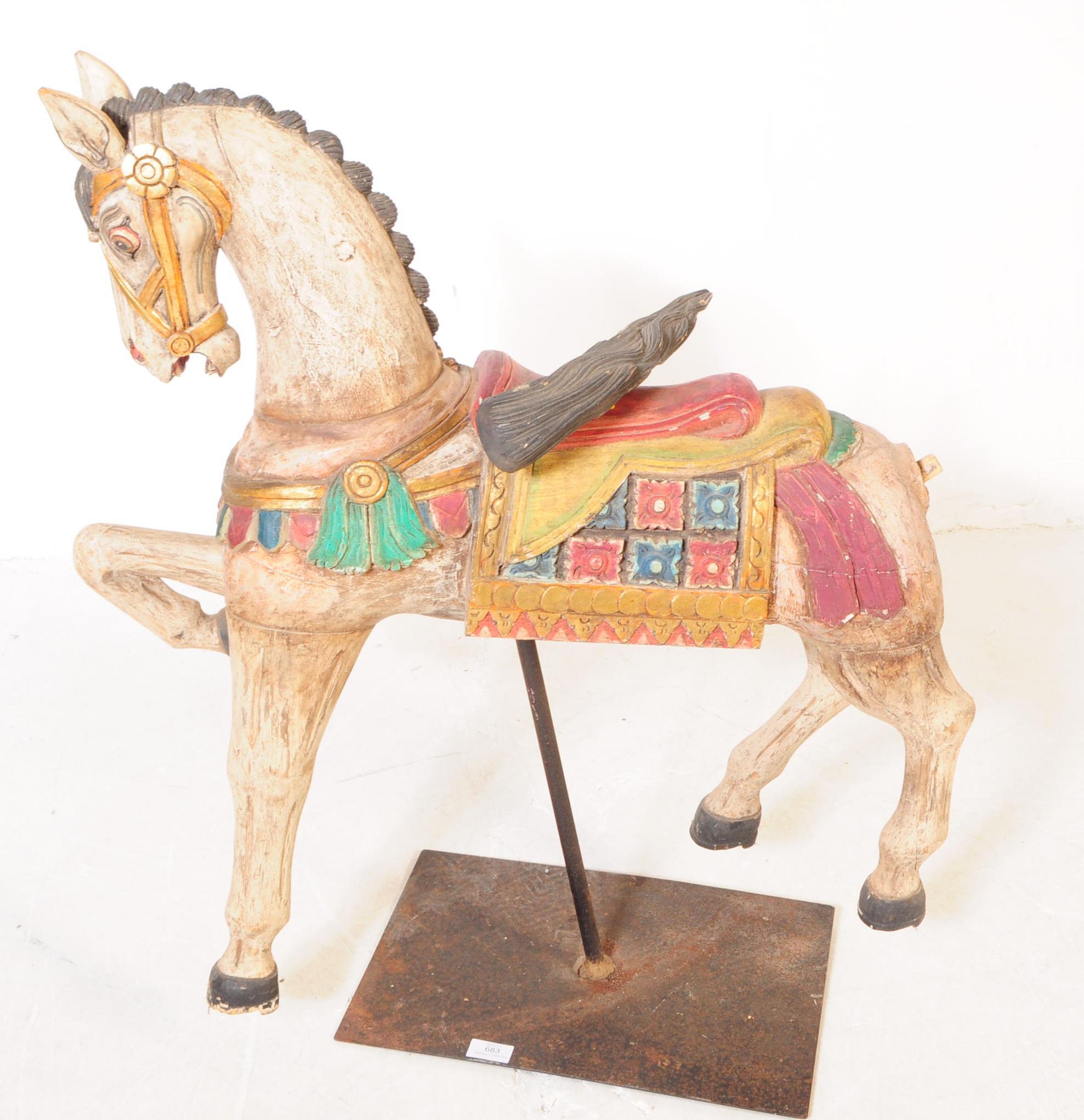 MID 20TH CENTURY EUROPEAN CAROUSEL HAND CARVED HORSE - Image 6 of 6