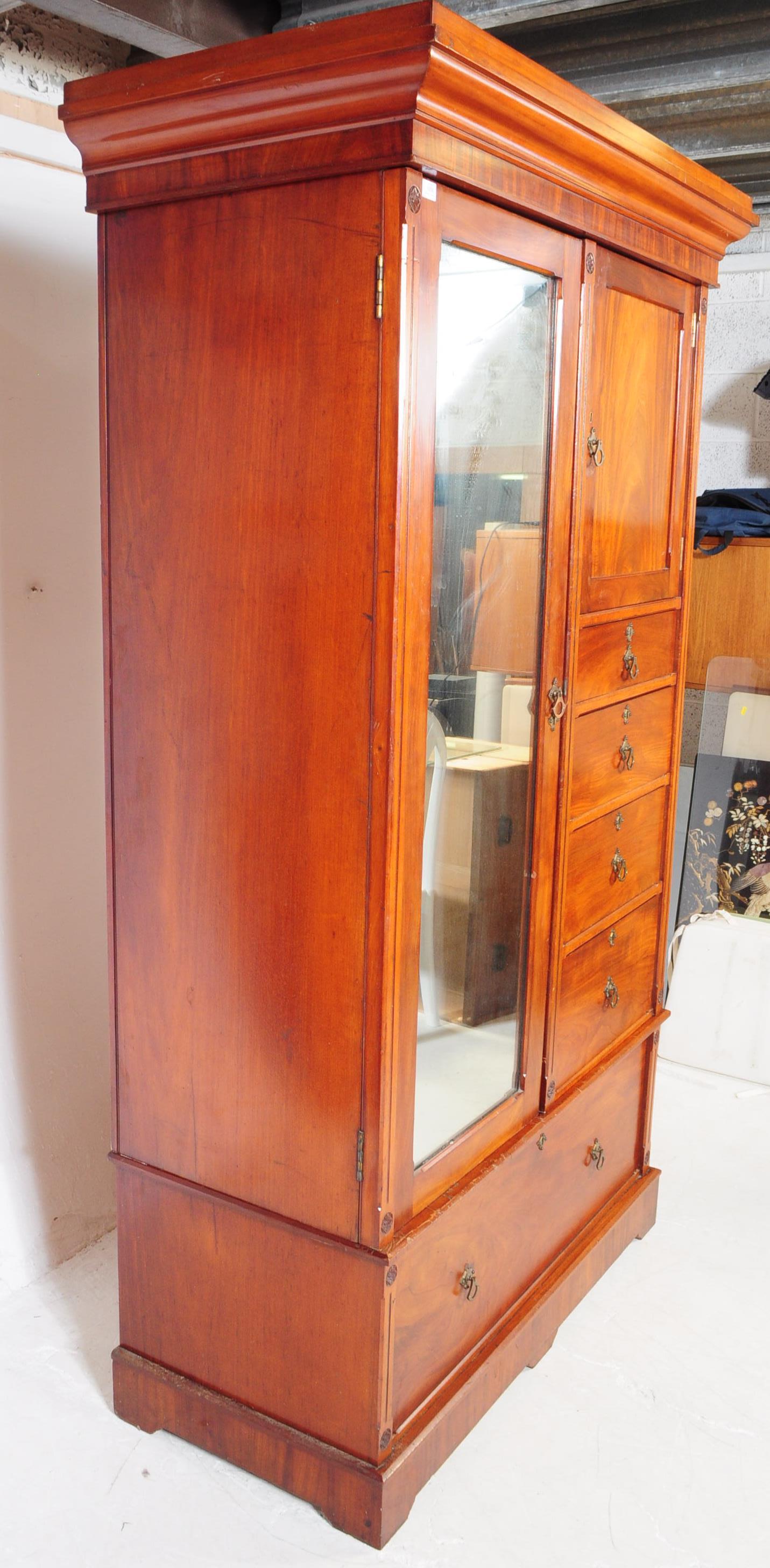 19TH CENTURY ARTS & CRAFTS MAHOGANY WARDROBE - Image 7 of 8