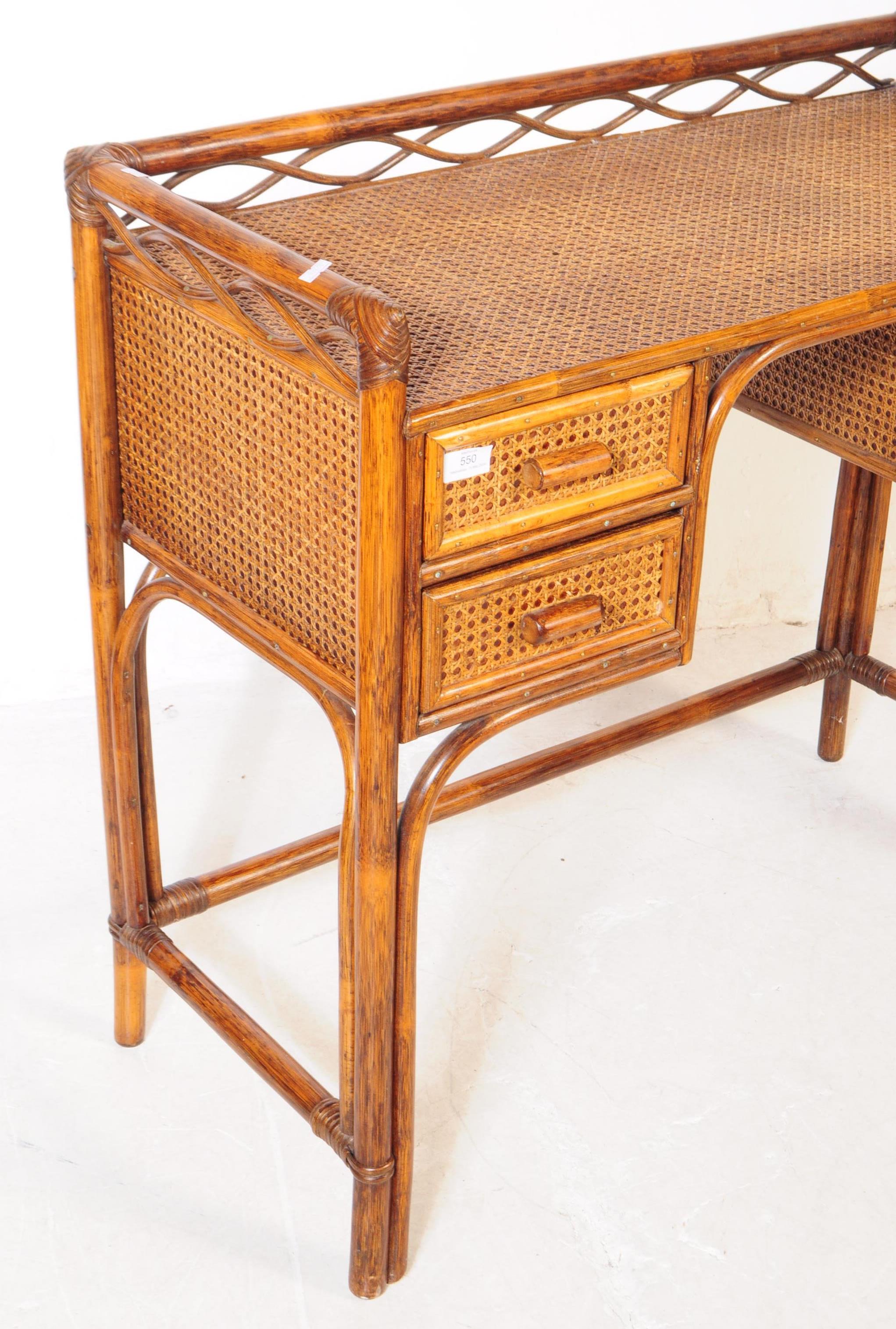 ANGRAVES OF LEICESTER - RETRO MID 20TH CENTURY RATTAN DESK - Image 3 of 6