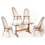 ERCOL - MID CENTURY BEECH AND ELM DINING TABLE & CHAIRS