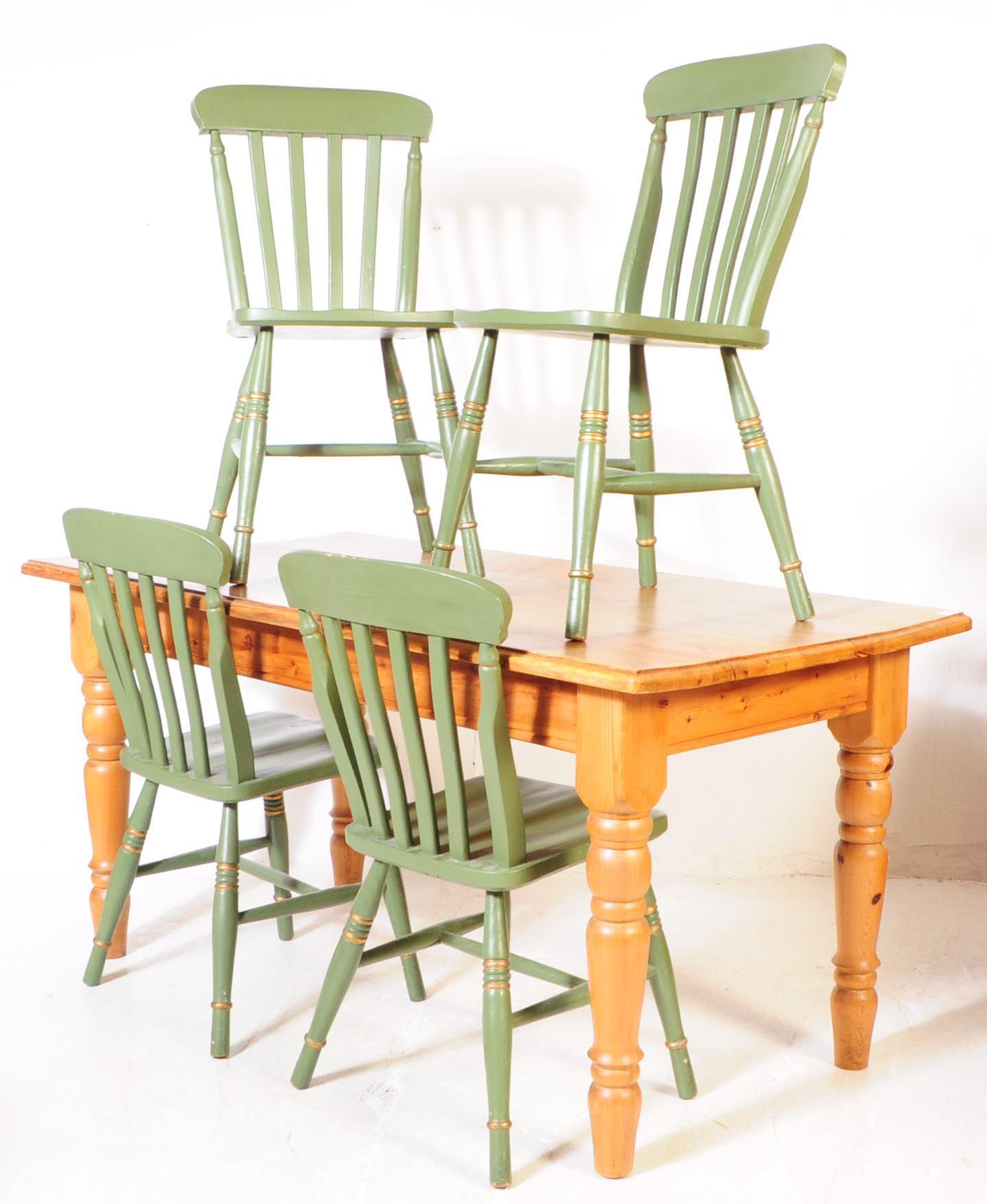 20TH CENTURY PINE DINING TABLE & CHAIRS