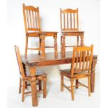 EARLY 20TH CENTURY MEXICAN PINE FARMHOUSE TABLE & CHAIRS