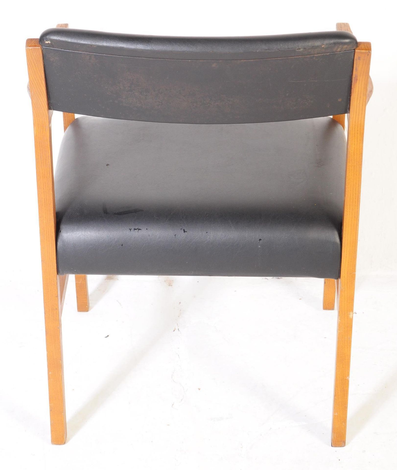 SIX RETRO 1960S TEAK & BLACK VINYL DINING CHAIRS - Image 8 of 9