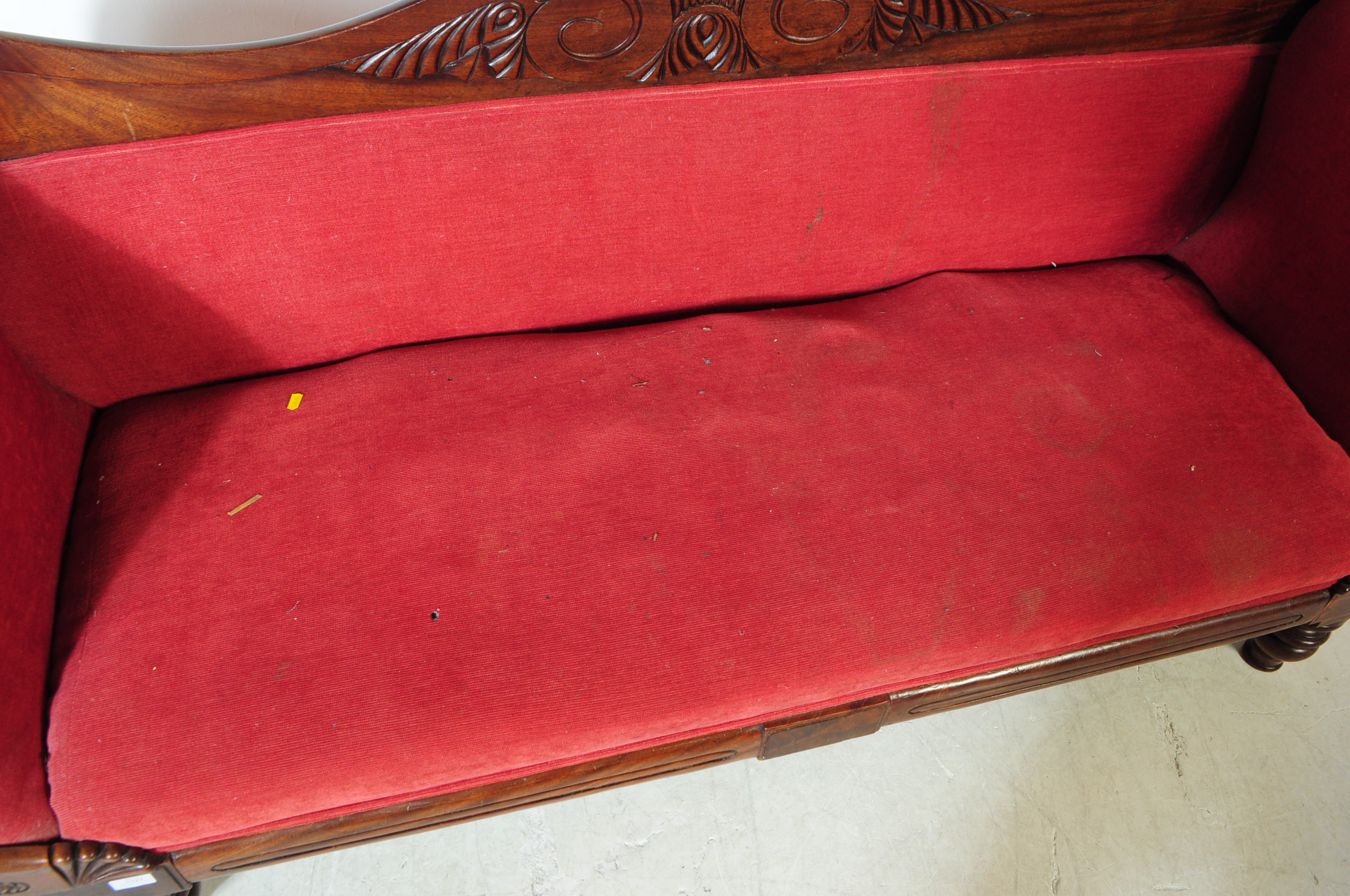 VICTORIAN 19TH CENTURY CARVED MAHOGANY THREE SEATER SOFA - Image 3 of 6