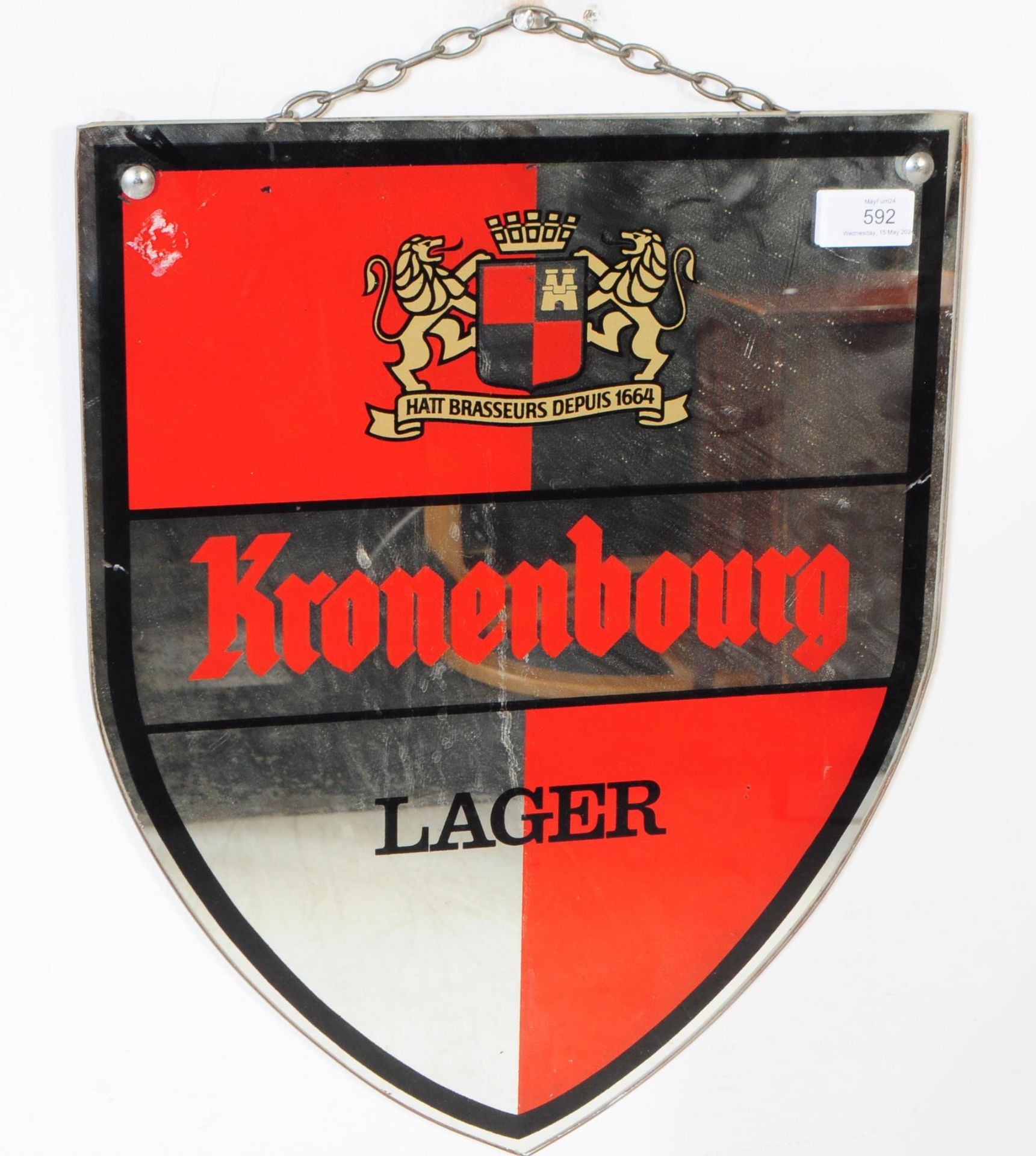 KRONENBOURG - MID CENTURY ADVERTISING MIRROR - Image 2 of 3