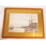 EARLY 20TH CENTURY GREENWICH PIER WATERCOLOUR PAINTING