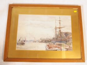 EARLY 20TH CENTURY GREENWICH PIER WATERCOLOUR PAINTING