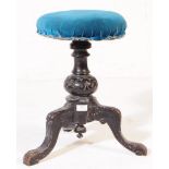 EARLY VICTORIAN 19TH CENTURY EBONISED PIANO STOOL