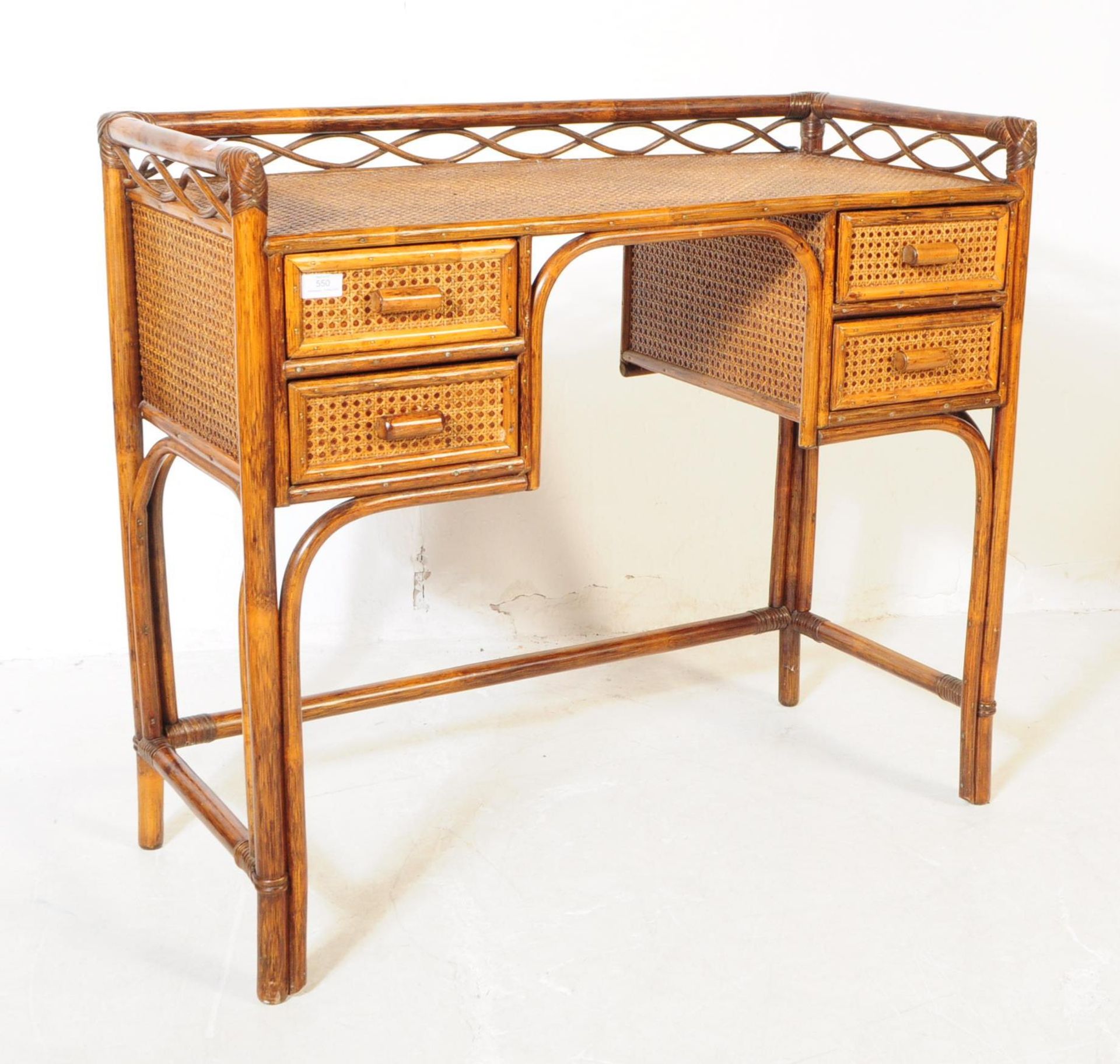 ANGRAVES OF LEICESTER - RETRO MID 20TH CENTURY RATTAN DESK