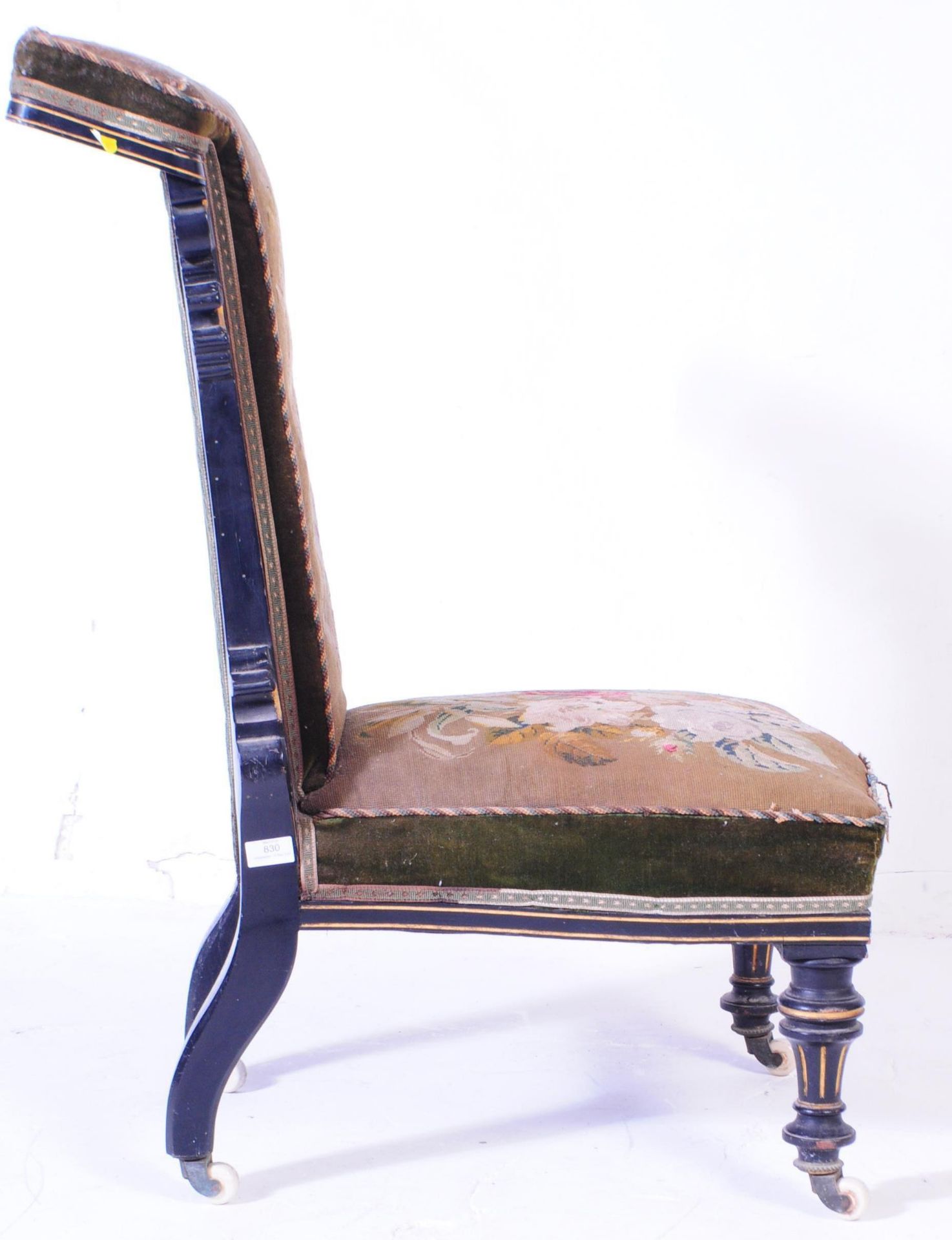 VICTORIAN LATE 19TH CENTURY EBONISED PRIE-DIEU CHAIR - Image 2 of 5