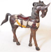 LARGE MID 20TH CENTURY GERMAN CAROUSEL CARVED WOOD HORSE