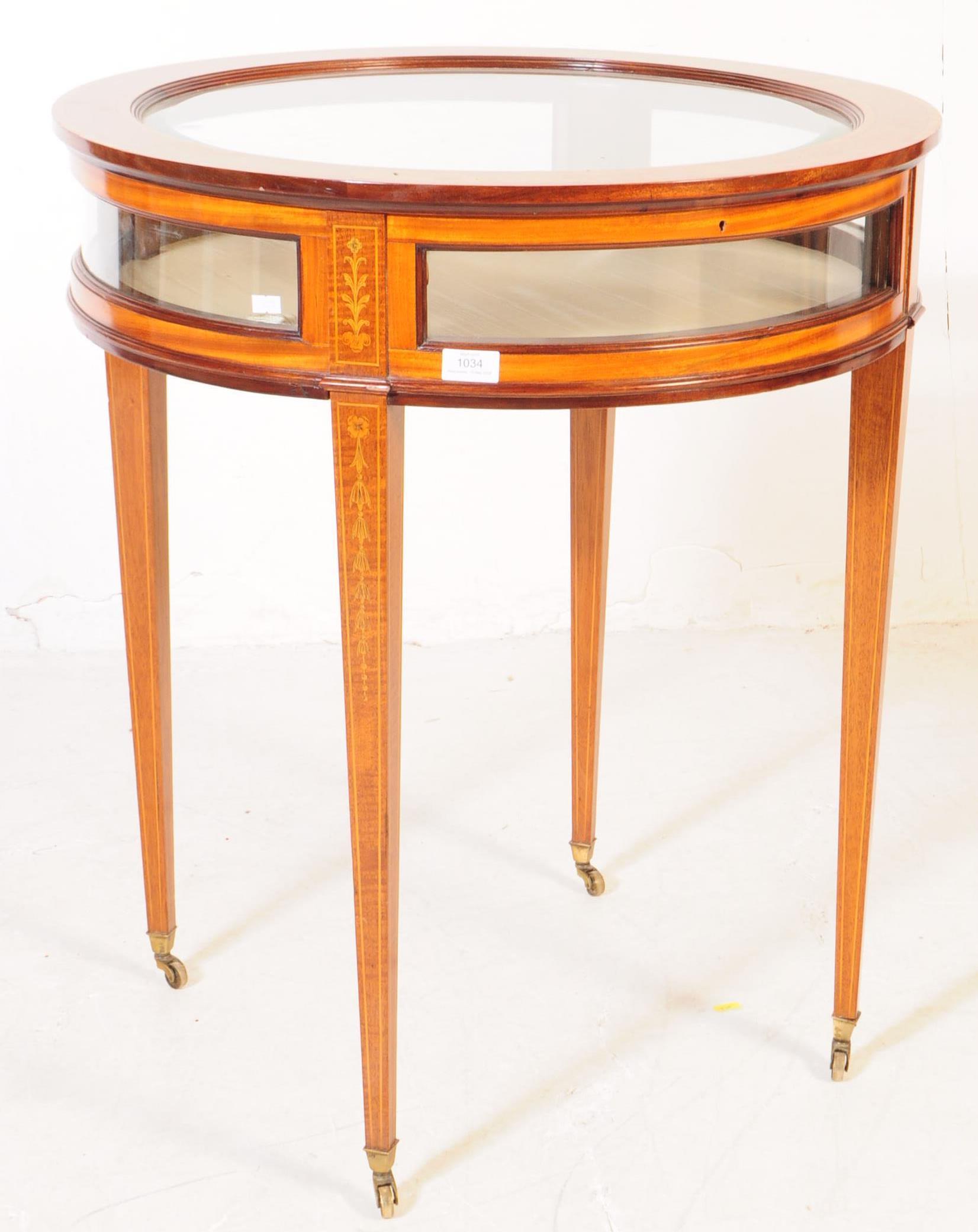 1920S INLAID BIJOUTERIE GLASS DISPLAY TABLE