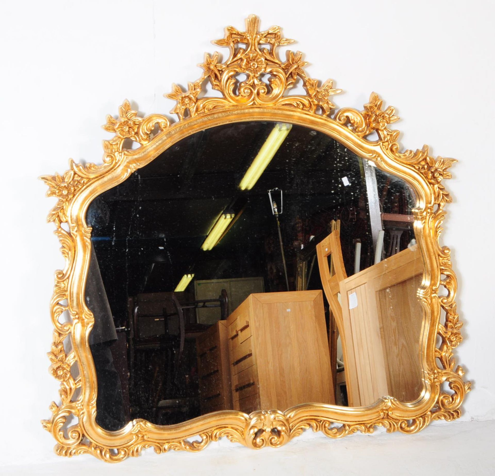 VINTAGE 20TH CENTURY FRENCH GILT OVERMANTLE MIRROR