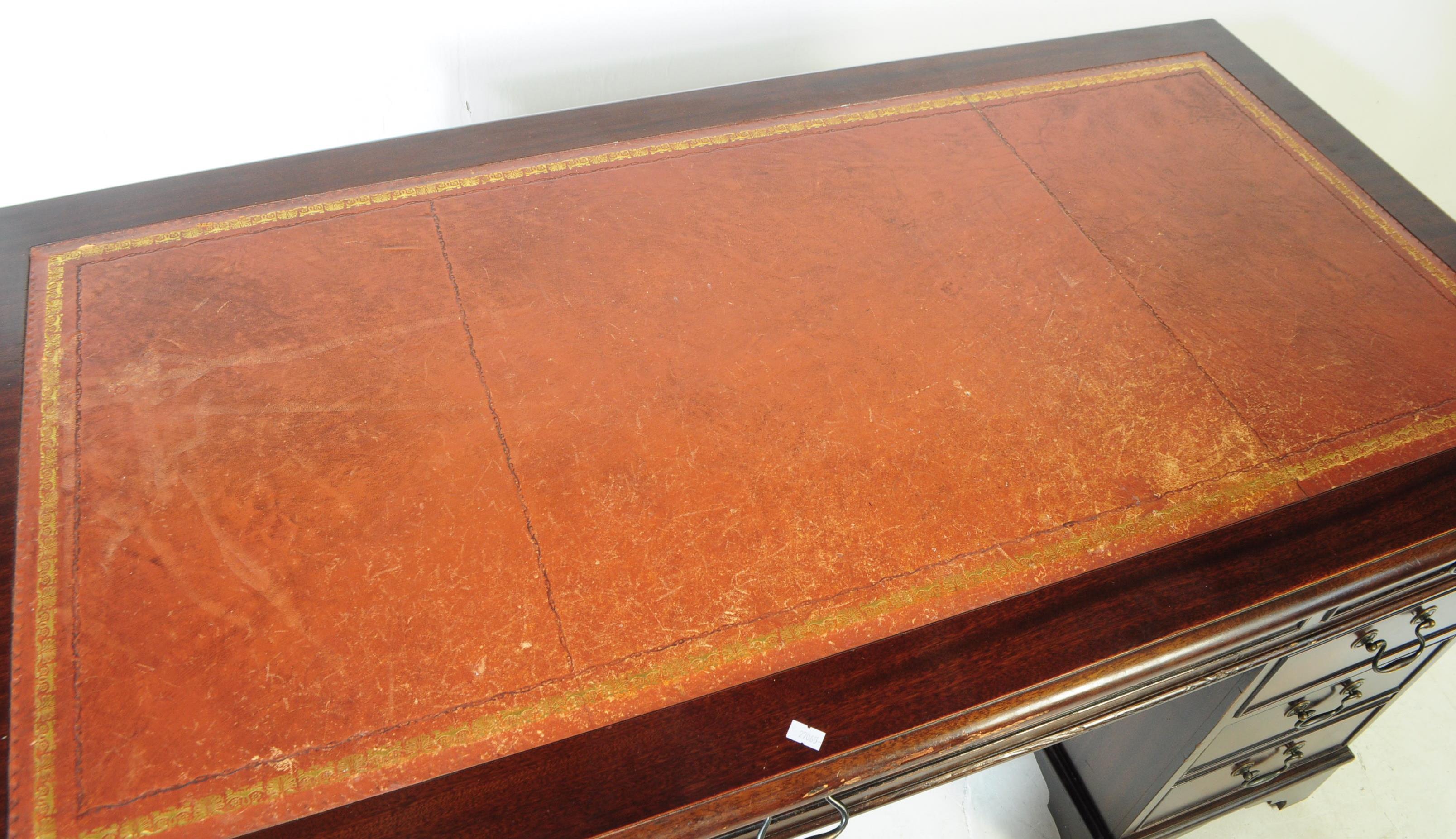 GEORGE III REVIVAL MAHOGANY TWIN PEDESTAL OFFICE DESK - Image 6 of 8