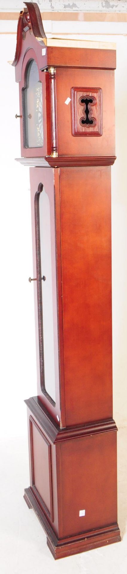 TEMPUS FUGIT - MAHOGANY VENEER LONGCASE CLOCK - Image 5 of 9