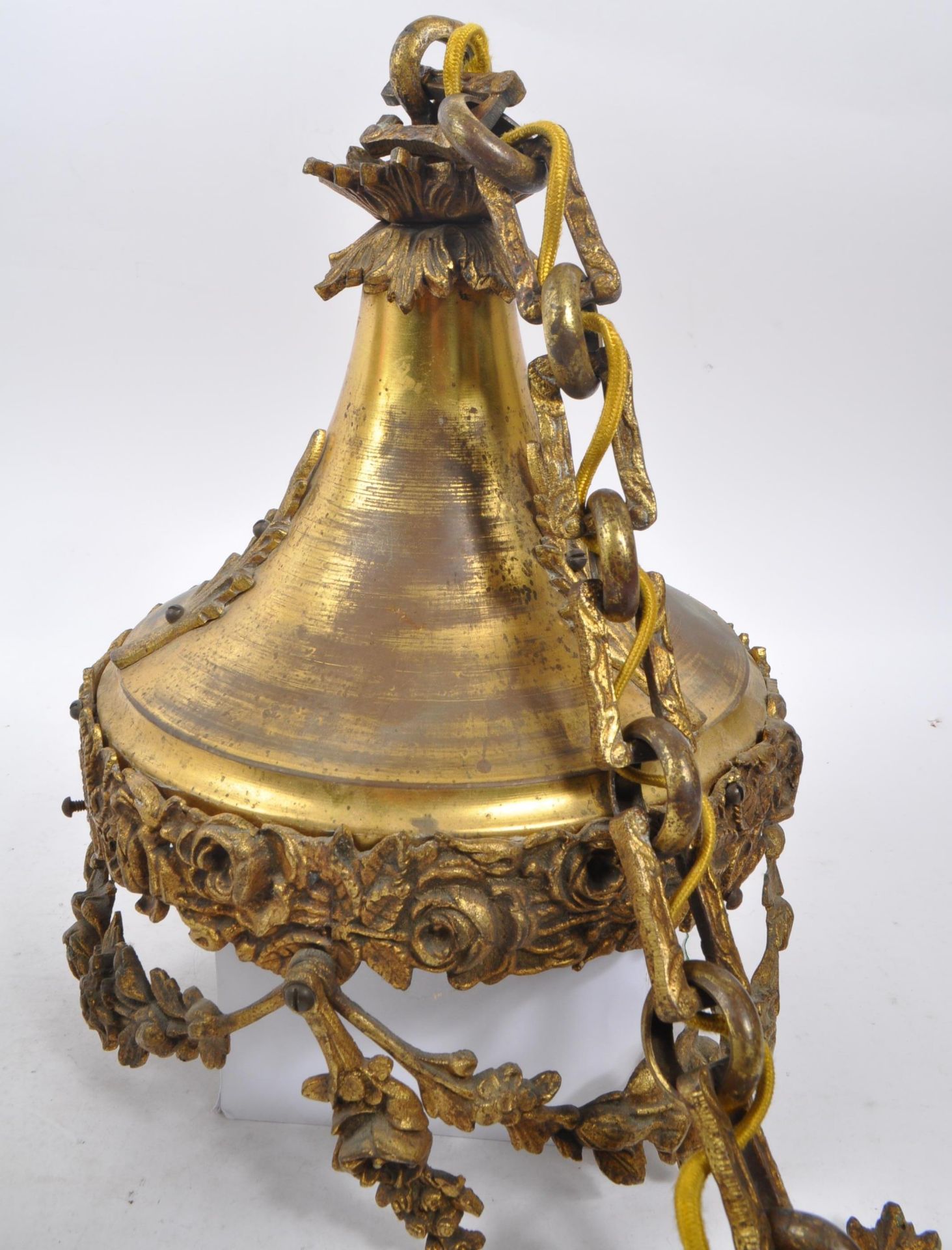 19TH CENTURY FRENCH ORMOLU PENDANT LIGHT WITH SHADE - Image 2 of 6