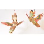 TWO MID 20TH CENTURY INDIAN AVIAN HUMANOIDS FLYING ORNAMENTS