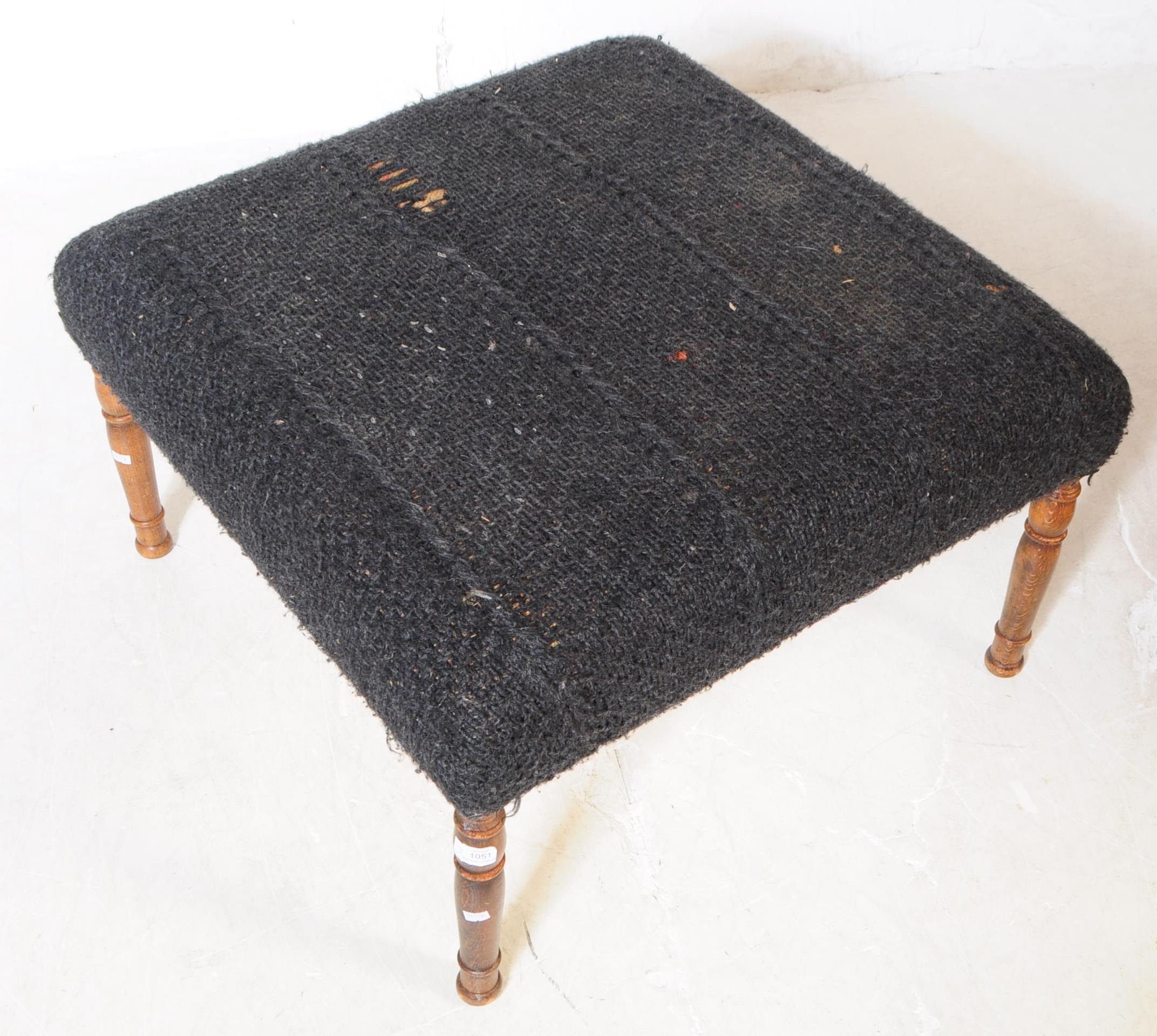 EARLY 20TH CENTURY BLACK UPHOLSTERY OTTOMAN - Image 2 of 4