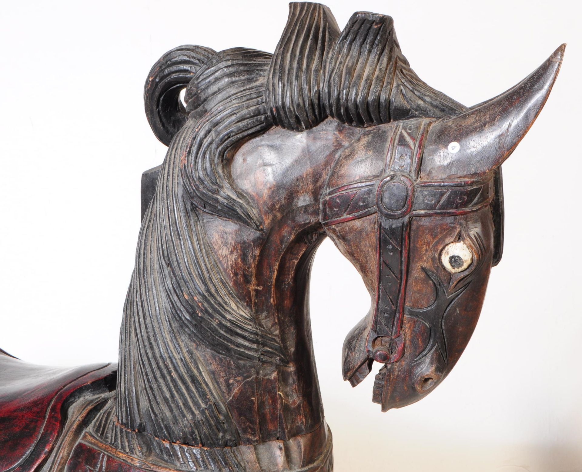 LARGE MID 20TH CENTURY GERMAN CAROUSEL CARVED WOOD HORSE - Image 2 of 4