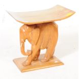 CARVED OAK WOOD ELEPHANT STOOL