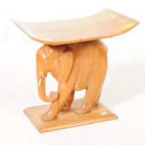 CARVED OAK WOOD ELEPHANT STOOL