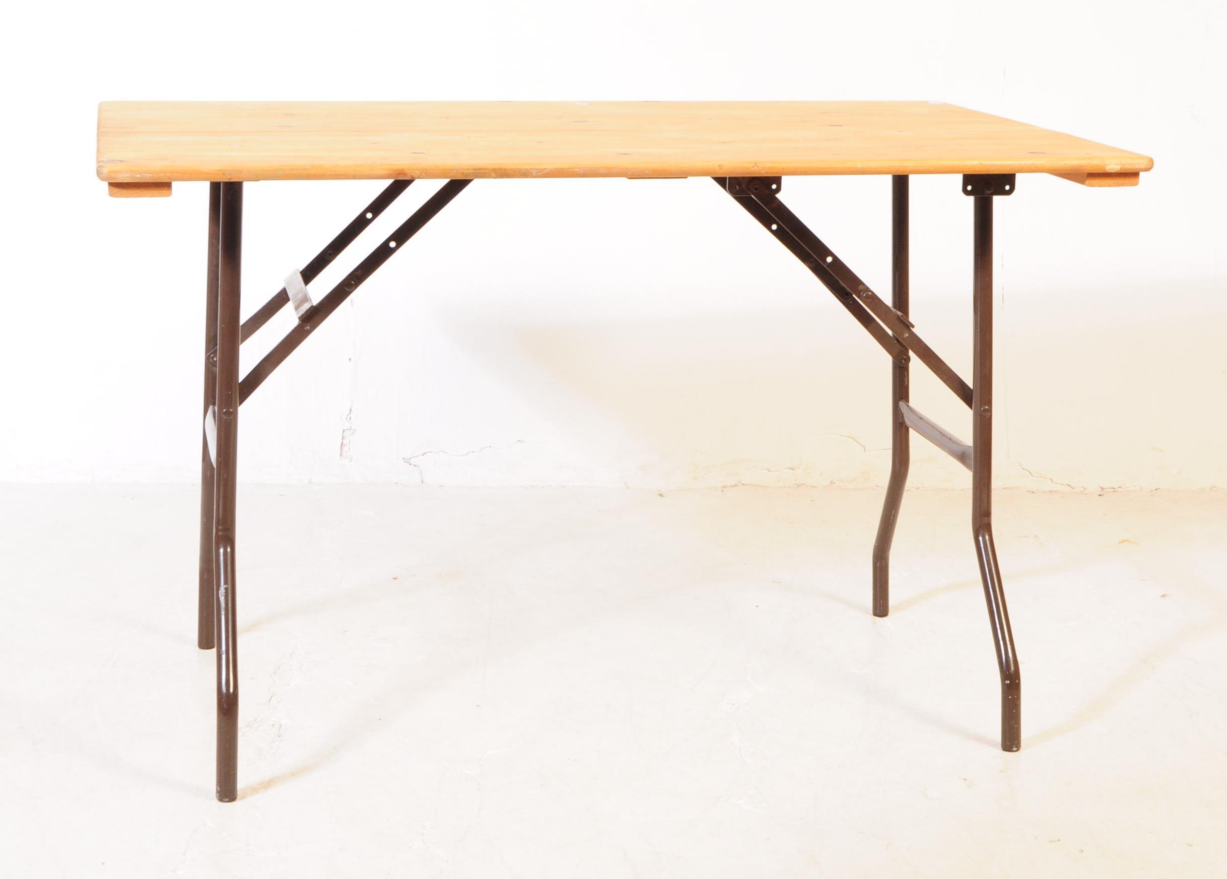 VINTAGE 20TH CENTURY PINE TOP BIERKELLER TRESTLE TABLE