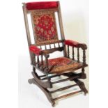 VICTORIAN MAHOGANY BOSTON ROCKER ARMCHAIR