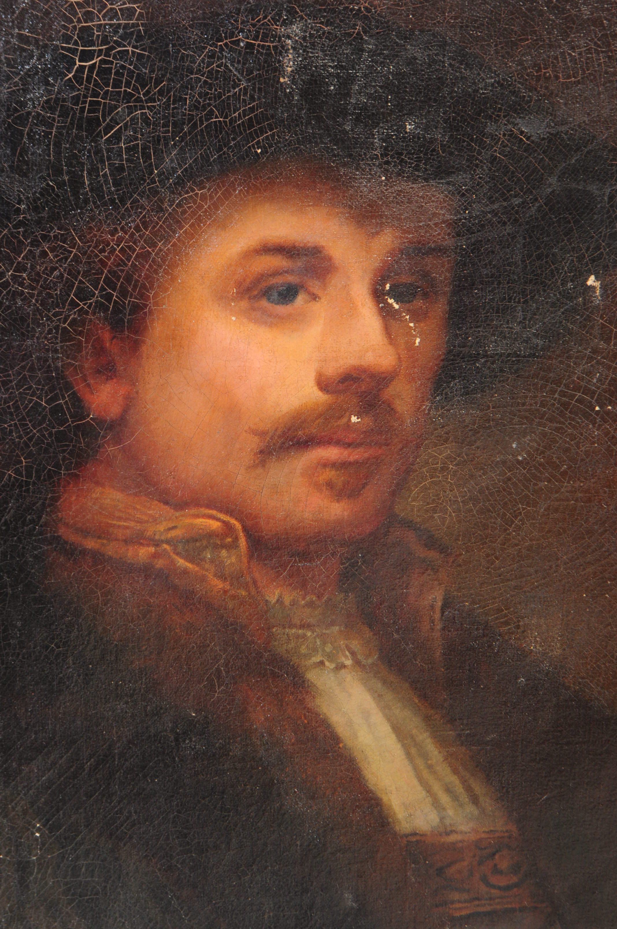 19TH CENTURY OIL ON CANVAS - REMBRANDT ' SELF PORTRAIT ' - Image 4 of 5