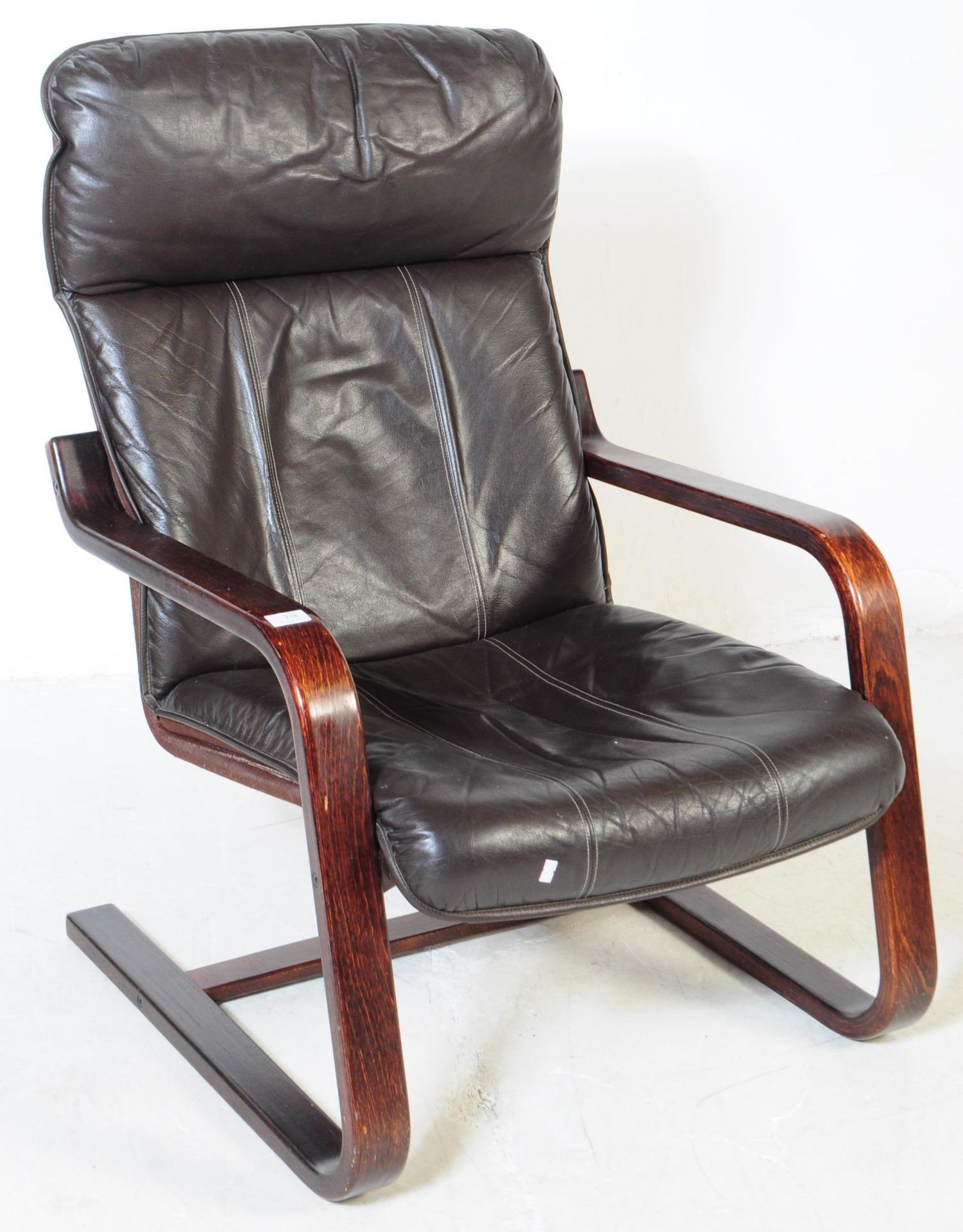 20TH CENTURY BENTWOOD & LEATHER ARMCHAIR