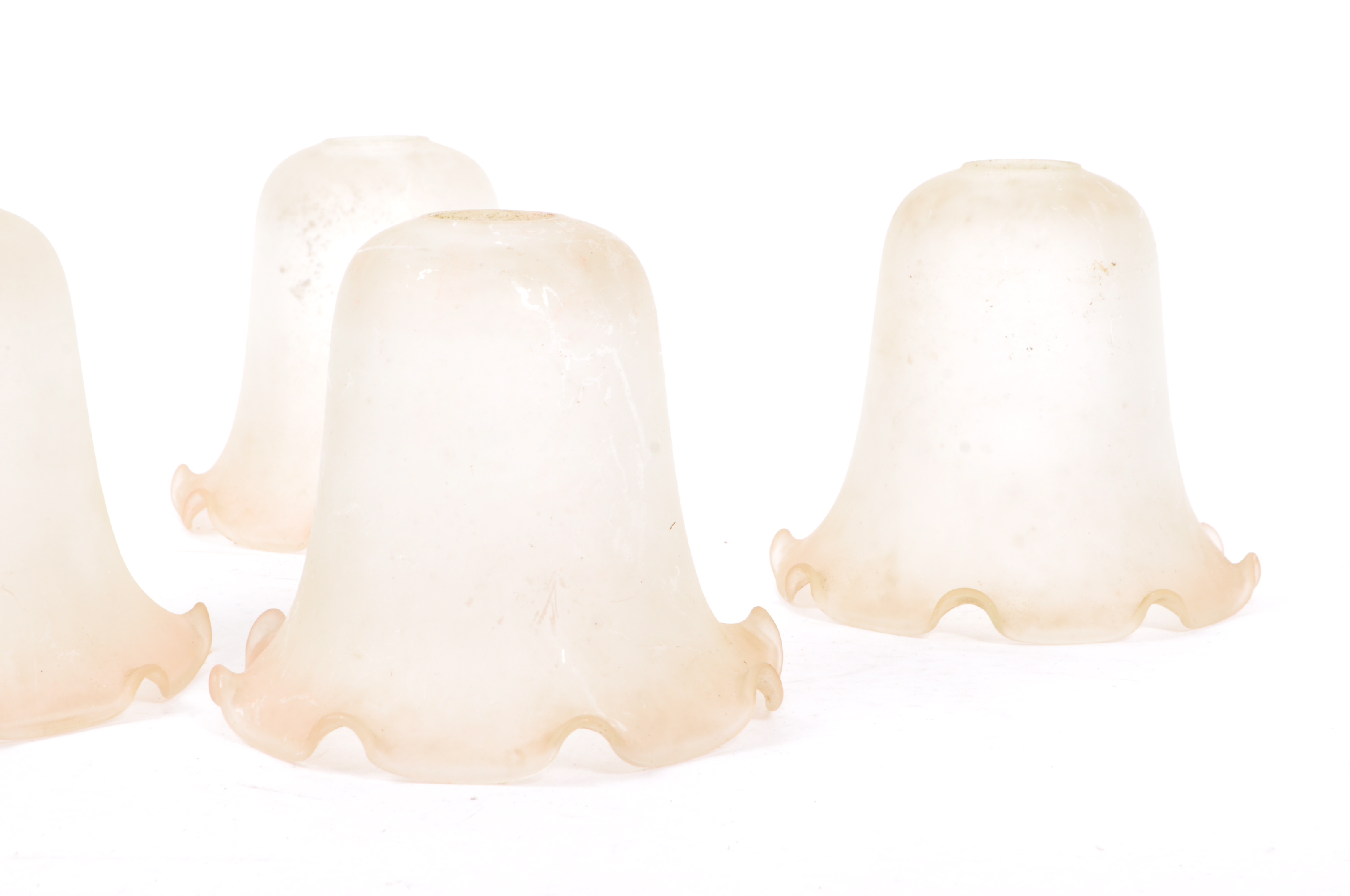 COLLECTION OF FIVE VINTAGE FROSTED GLASS TULIP SHADES - Image 3 of 6