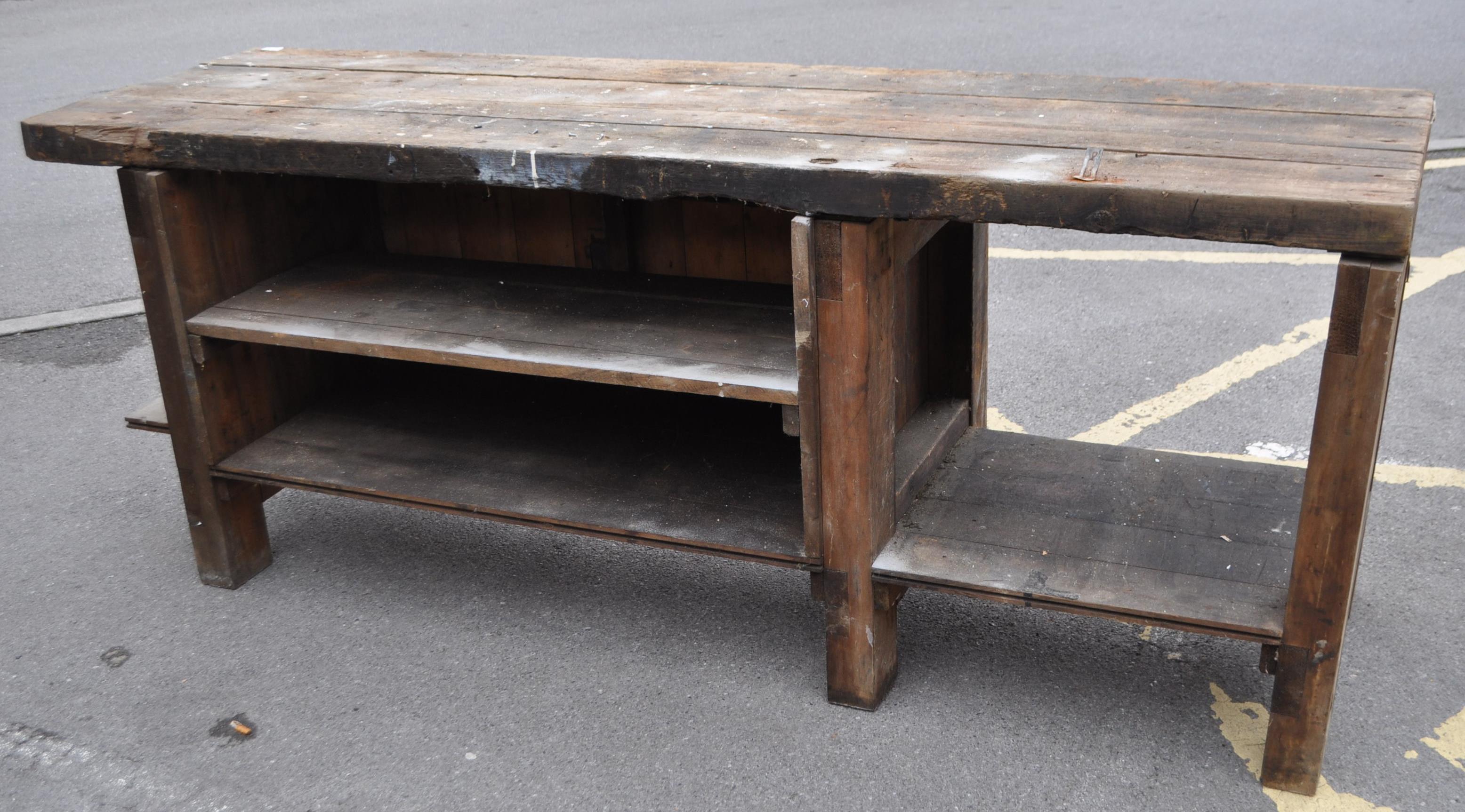 VINTAGE 20TH CENTURY LARGE INDUSTRIAL FACTORY GARAGE TABLE - Image 5 of 6