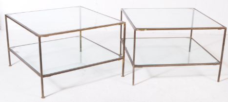 VINTAGE 20TH CENTURY BRASS & GLASS COFFEE TABLE