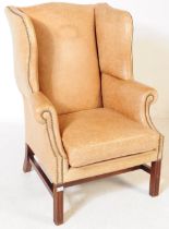 LATE VICTORIAN 19TH CENTURY LEATHER FIRESIDE LOUNGE ARMCHAIR