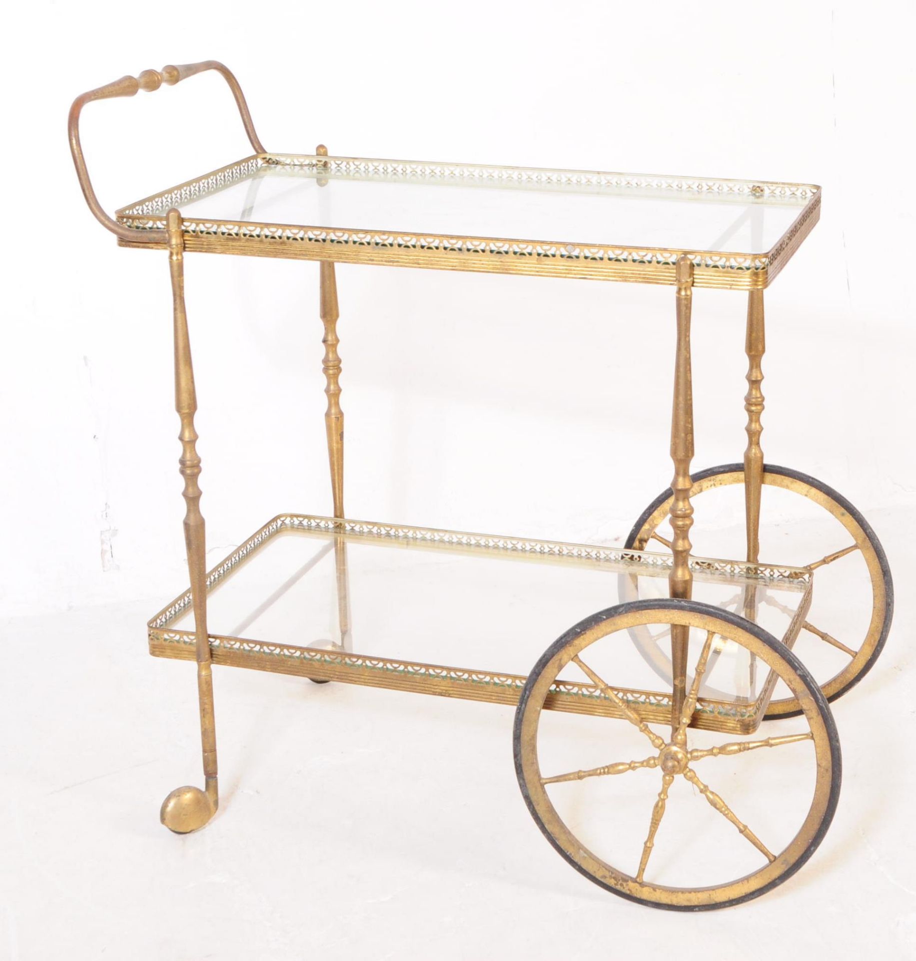 EARLY 20TH CENTURY FRENCH BRASS DRINKS TROLLEY