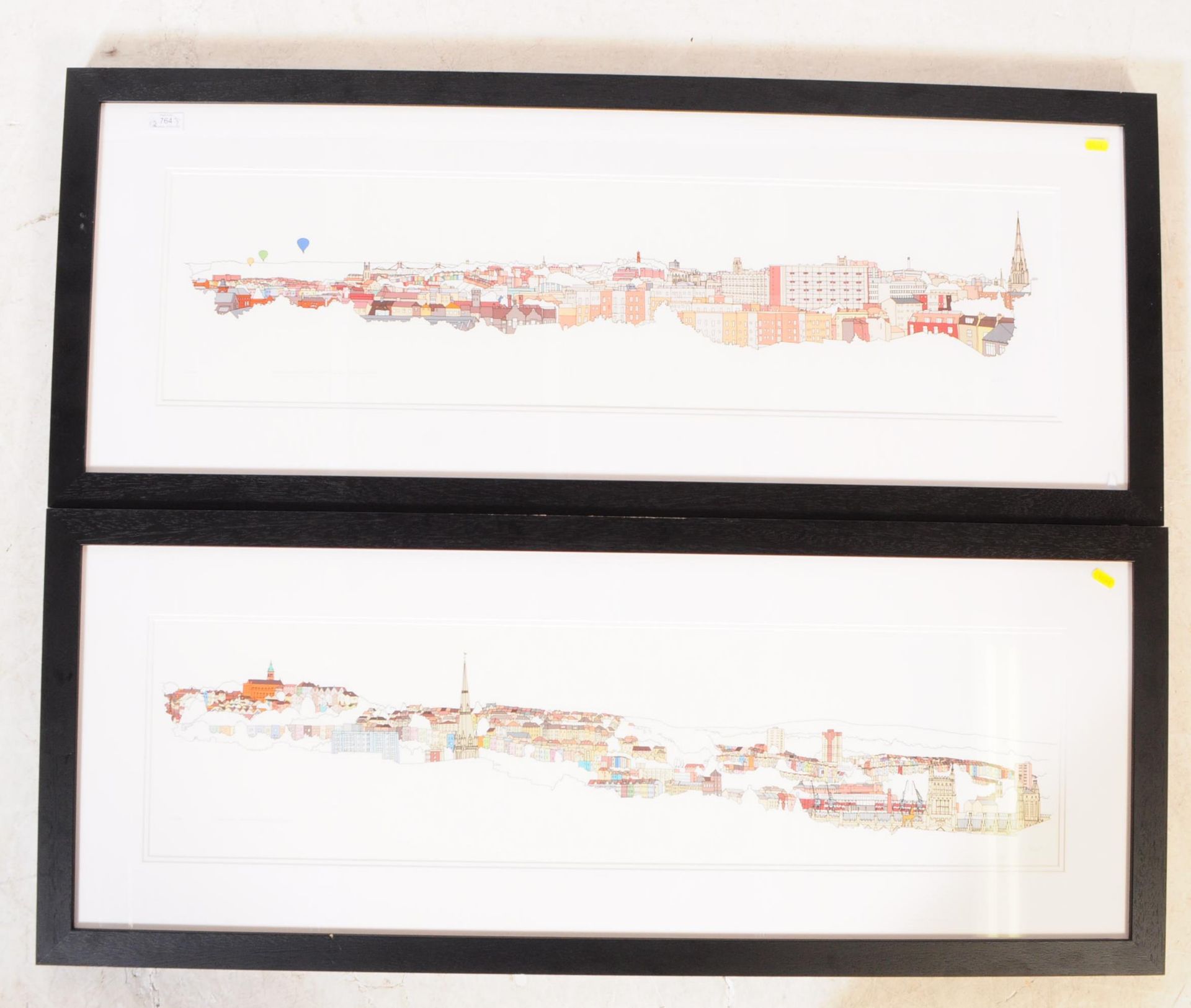 EMILY KETTERINGHAM - TWO PANORAMIC CITYSCAPE SCREEN PRINTS