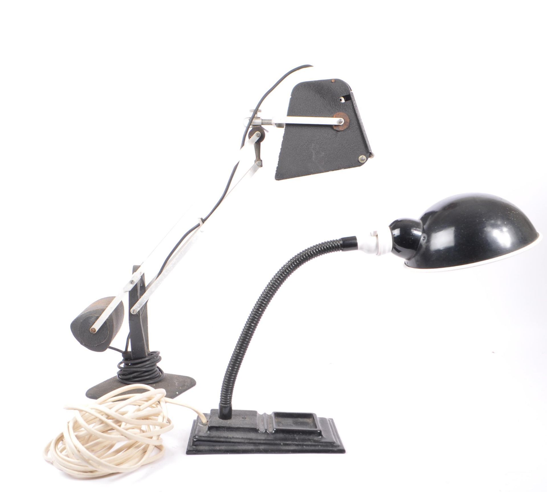 TWO 20TH CENTURY INDUSTRIAL MACHINISTS FACTORY DESK LAMPS