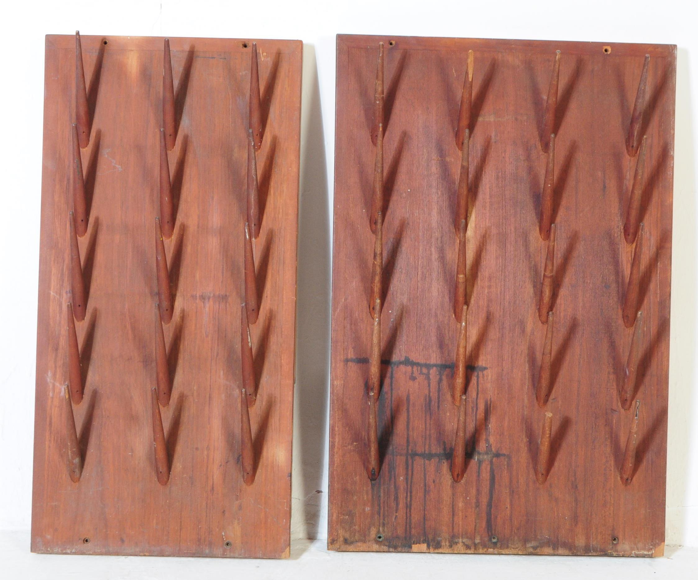 TWO VINTAGE 20TH CENTURY WOODEN PANEL BOOT DRYING WALL PANELS